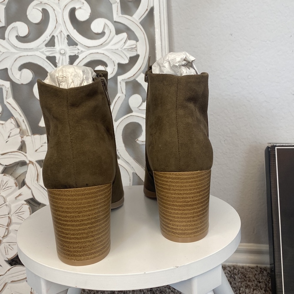 Women CutOut Bootie Lace Up Slip On High Heel Platform Ankle Khaki BRAND NEW✔️ - Picture 6 of 11